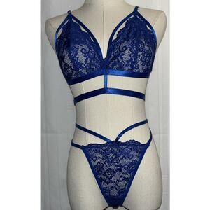 Avidlove Women's Lingerie Sexy Bra & Panty Set Strappy 2 Piece Babydoll Blue S